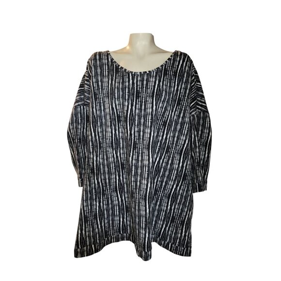 Catherines Plus Size 4X Black & White Striped Tunic Top comfort outdoor beach - Picture 1 of 9
